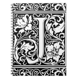 Caderno Espiral Letra J Monograma Medieval Arte Nova