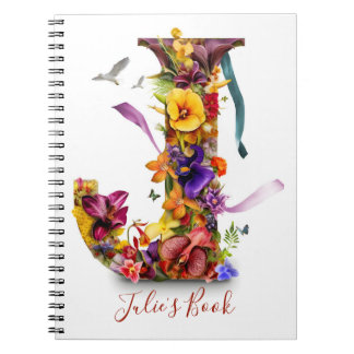 Caderno Espiral Letra J personalizada notebook