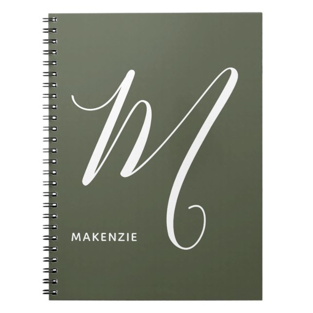 Caderno Espiral Letra M Chive com Letra Escrita Simples M Verde (Frente)