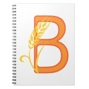 Caderno Espiral Letra maiúscula B monograma floral