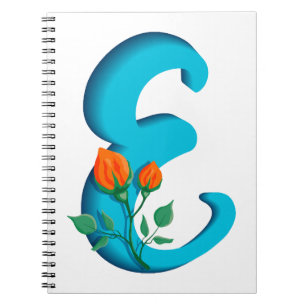 Caderno Espiral Letra maiúscula E monograma floral