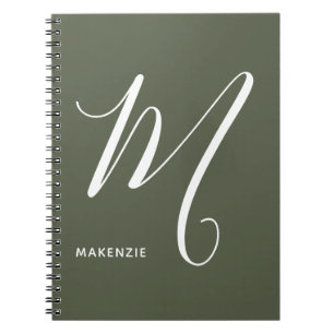Caderno Espiral Letra Minúscula M Chive Minúscula Monogramada