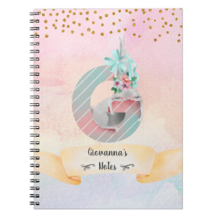 Caderno Espiral Letra Monograma G Garota Bunny Sonolenta Estudos D