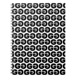 Caderno Espiral Letra negra e branca escura alfabética do padrão G