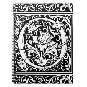 Caderno Espiral Letra O Monograma Medieval Arte Nova