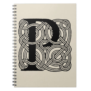 Caderno Espiral Letra P Vintage Celtic Knot Monograma