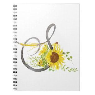 Caderno Espiral letra S caligrafia girassol