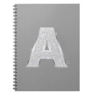 Caderno Espiral Letra Silver Glitter A