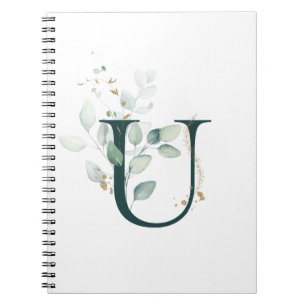 Caderno Espiral Letra T Eucalyptus e notebook Dourado monograma