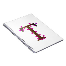 Caderno Espiral Letra T inicial decorativa em branco