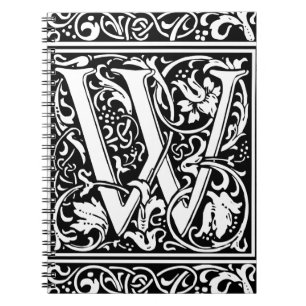 Caderno Espiral Letra W Monograma Medieval Arte Nova