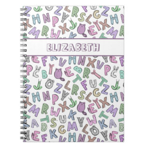 Caderno Espiral Letras alfabéticas de rabisco