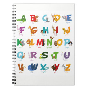 Caderno Espiral Letras animais bonitos do alfabeto