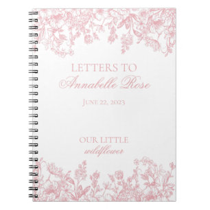 Caderno Espiral Letras Florais de Chinoiseria Rosa para a Garota d