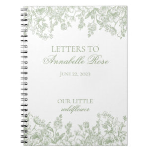 Caderno Espiral Letras Florais de Chinoiserie Sage para Carta de A