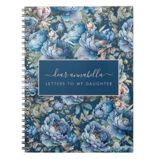 Caderno Espiral Letras florais de pénia azul para a minha filha.