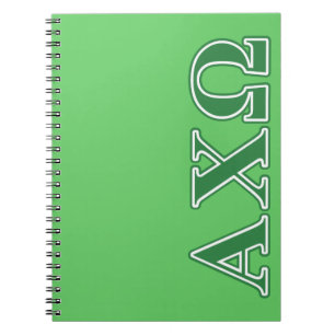 Caderno Espiral Letras verdes de Omega do qui de Alphi