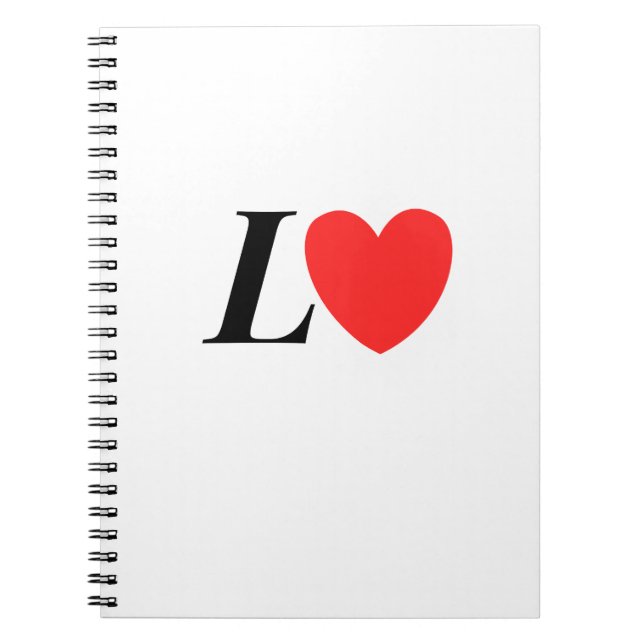 Caderno Espiral Letter L Heart - Valentine Initial Love Design (Frente)