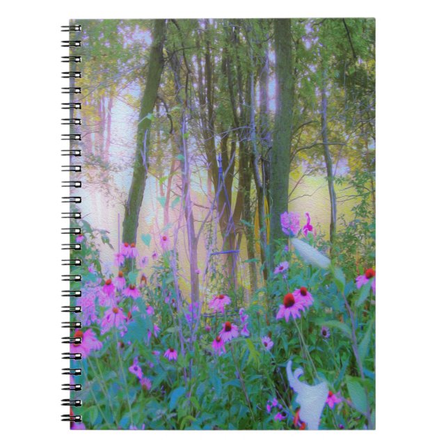 Caderno Espiral Levantamento do Sol Brilhante com Confluentes Rosa (Frente)