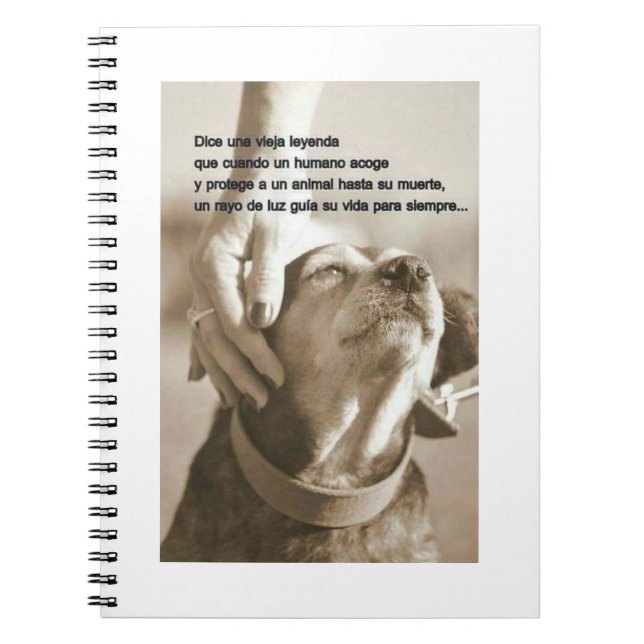 Caderno Espiral Leyenda sobre adoptar animales (Frente)