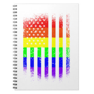Caderno Espiral lgbt arco-íris da bandeira do orgulho americano