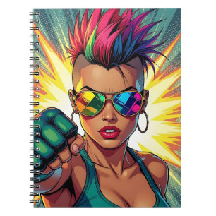 Caderno Espiral LGBT Lésbica Mohawk Uppercut Pop Art