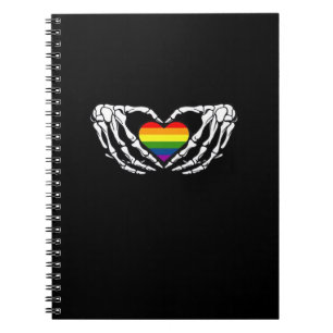 Caderno Espiral Lgbt Pride Skeleton Halloween Gótico Heart Classic