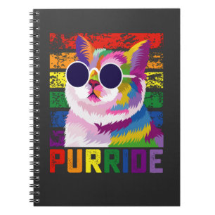 Caderno Espiral LGBT Tie Dye Prid Cat Purride Gay Rainbow Retro