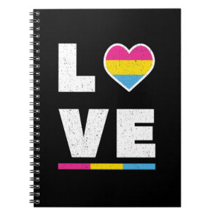 Caderno Espiral LGBTQ Pansexual Pride Flag Distressed Grunge Love