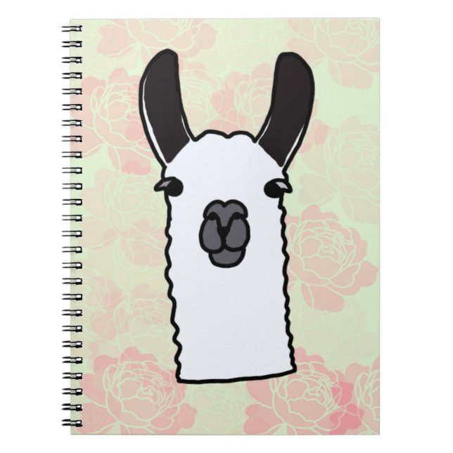 Caderno Espiral Lhama com Peônias  (Frente)