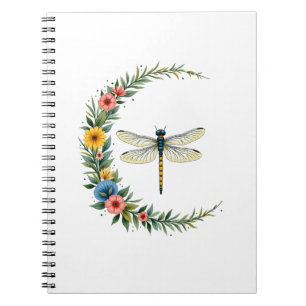 Caderno Espiral Libélula Boho Lua Crescente Símbolo de Paz Hippie 