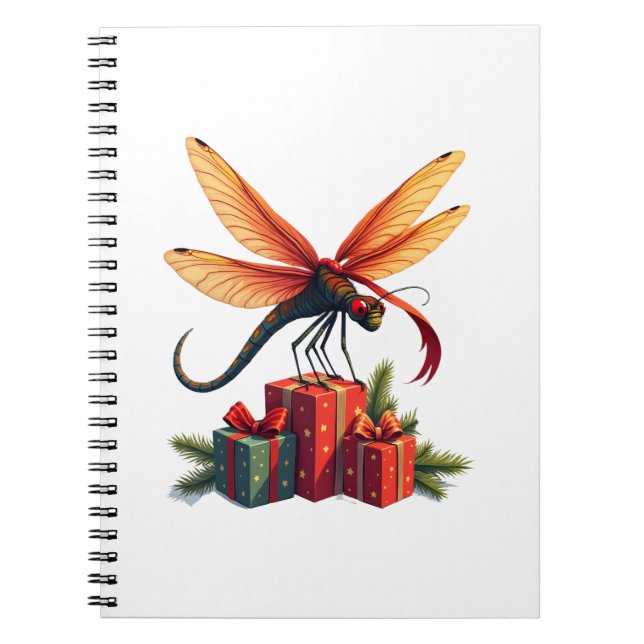 Caderno Espiral Libélula Embrulhada como Presente (Frente)