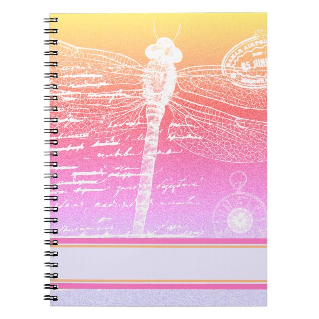 Caderno Espiral Libélula gradiente pastel (Frente)