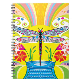 Caderno Espiral Libélula Radiante e Flores Silvestres