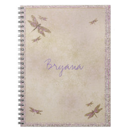 Caderno Espiral Libélulas Roxo & Ouro Diário de Libélula Personali
