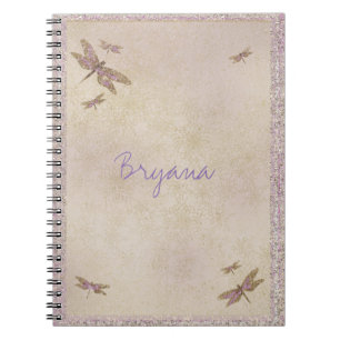 Caderno Espiral Libélulas Roxo & Ouro Diário de Libélula Personali