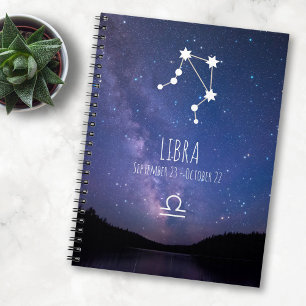 Caderno Espiral Libra Notebook de constelação Zodiaca Personaliz