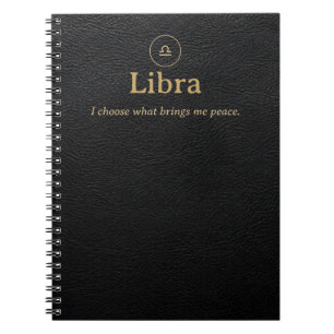 Caderno Espiral Libra Zodíaco - Aparência de Couro
