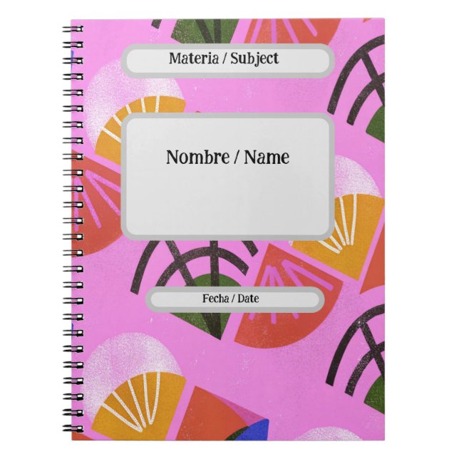 Caderno Espiral Libreta con espiral, coloridad, editable (Frente)