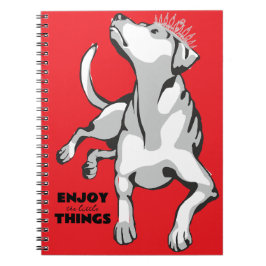 Caderno Espiral Libreta con imagen de perro blanco con fondo rojo