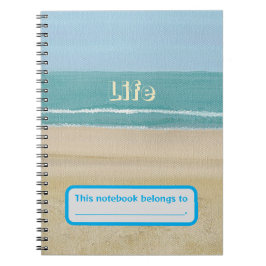Caderno Espiral Life, Ocean Waves Beach Sand Personalizado Noteboo