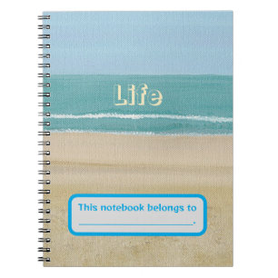 Caderno Espiral Life, Ocean Waves Beach Sand Personalizado Noteboo
