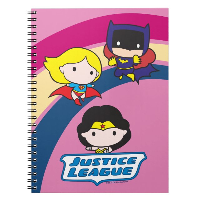 Caderno Espiral Liga da Justiça Chibi - Arco-Íris (Frente)