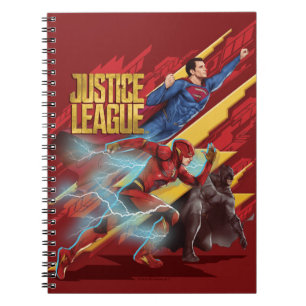 Caderno Espiral Liga da Justiça Crachá Superman, Flash e Batman