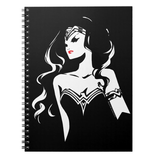 Caderno Espiral Liga da Justiça | Mulher Maravilha Noir Pop Art (Frente)