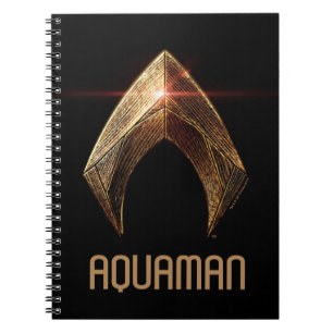 Caderno Espiral Liga da Justiça  Símbolo Aquâmico Metálico