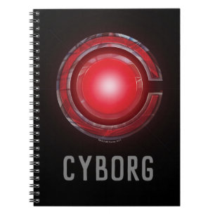Caderno Espiral Liga da Justiça  Símbolo Cyborg brilhante