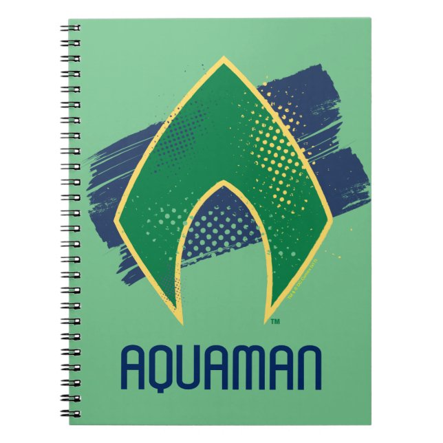 Caderno Espiral Liga da Justiça | Símbolo de Aquaman Pincel e Meio (Frente)