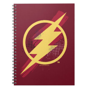 Caderno Espiral Liga da Justiça   Símbolo Flash Pincel e Meio-Tons