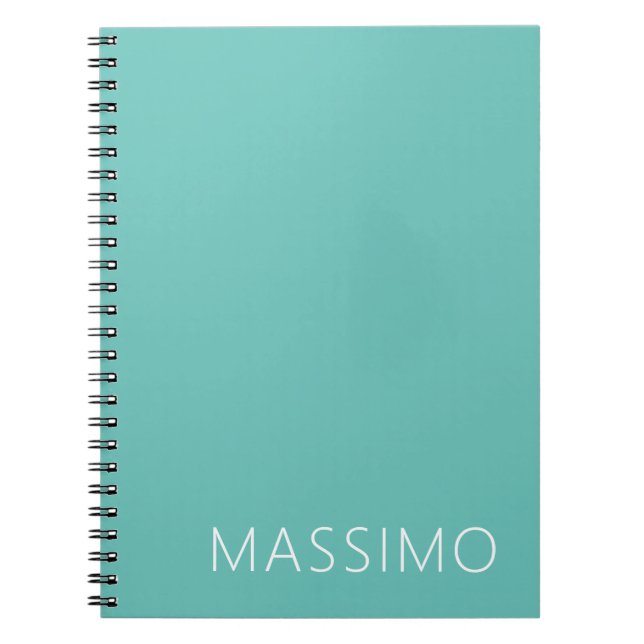 Caderno Espiral Light Teal Trendy Modern Minimalist Chic Name (Frente)